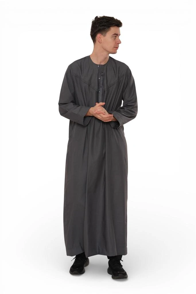 Arabic Thobes Men
s Eid Grey Moroccan Jubba Robe Djellaba Ramadan Eid Thobe - HM11 2