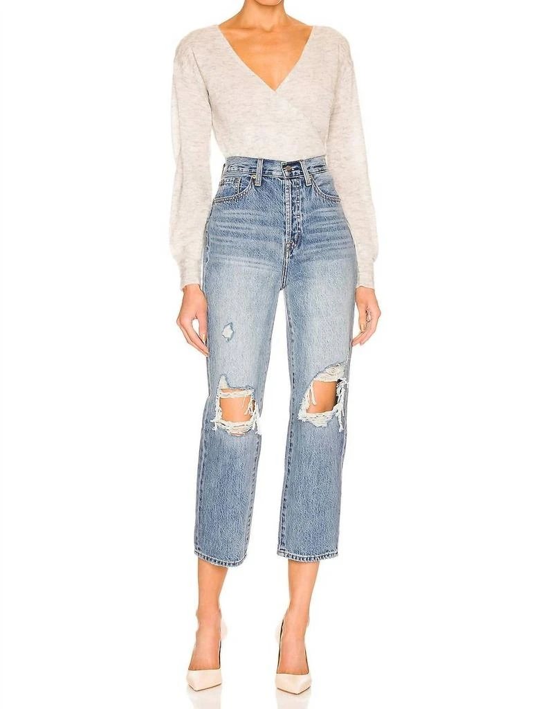PISTOLA Cassie Super High Rise Straight Crop Jean In Blossom Distressed 4