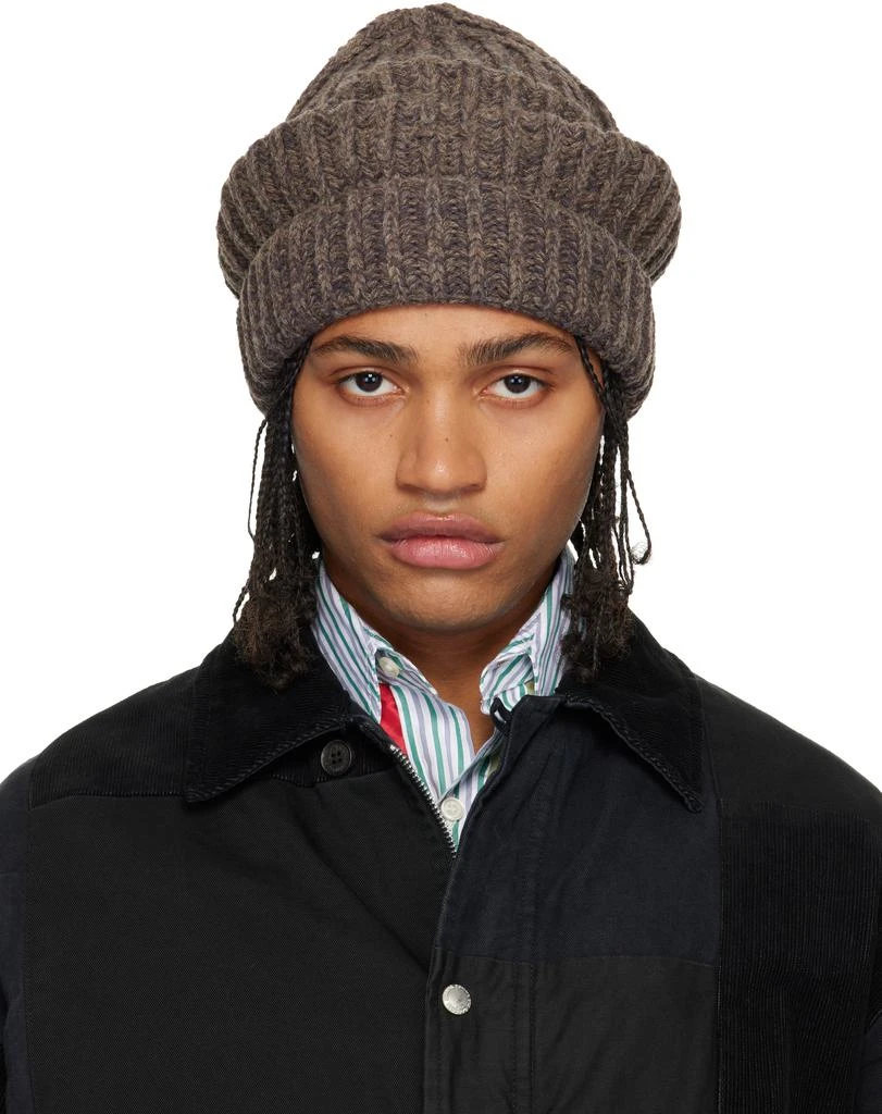MAISON MARGIELA Brown Rib-Knit Beanie 1