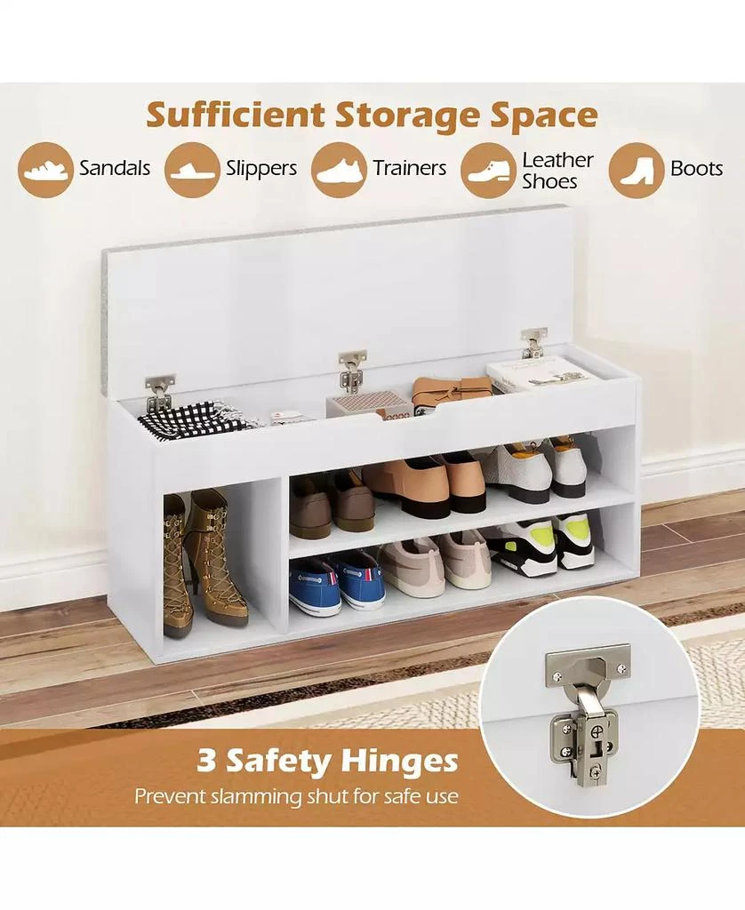 Gymax Shoe Bench Home Entryway Shoes Storage Bench w/ Padded Seat 
Hidden Storage 6