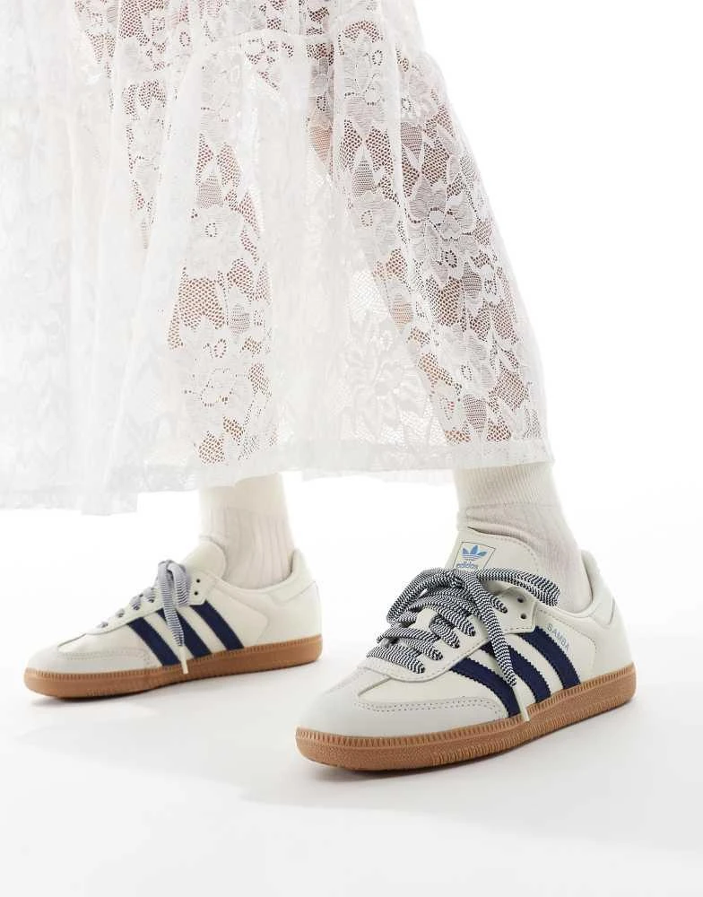 Adidas adidas Originals Samba trainers in off white and navy 4