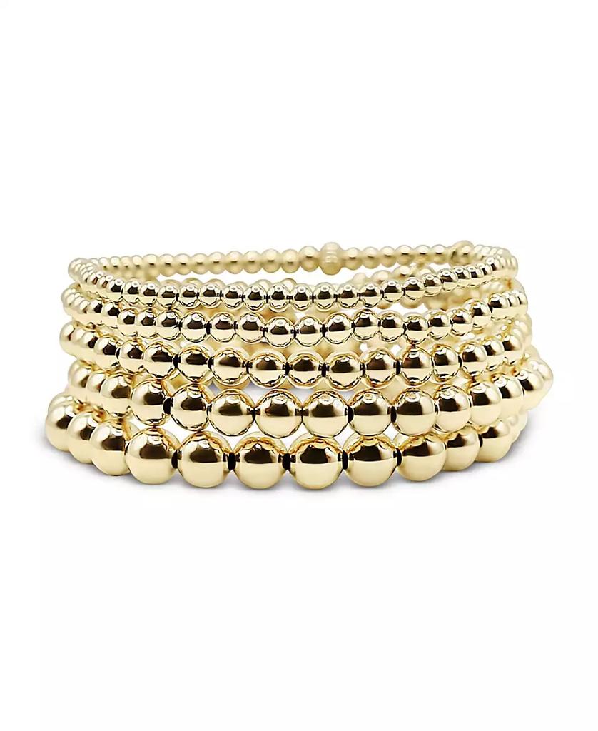 Bowood Lane Non-Tarnishing Gold filled, 3mm, 4mm, 5mm, 6mm, & 7mm Gold Ball Stretch Bracelet Stack, Stack of 5