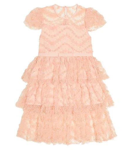 strapless open back dress Provence Bloom Tiered Maxi Dress Jacquard Pink M