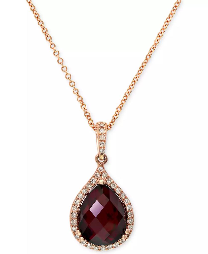 Effy EFFY® Garnet (4-1/5 ct. t.w.) and Diamond (1/8 ct. t.w.) Pear Pendant in 14k Rose Gold
