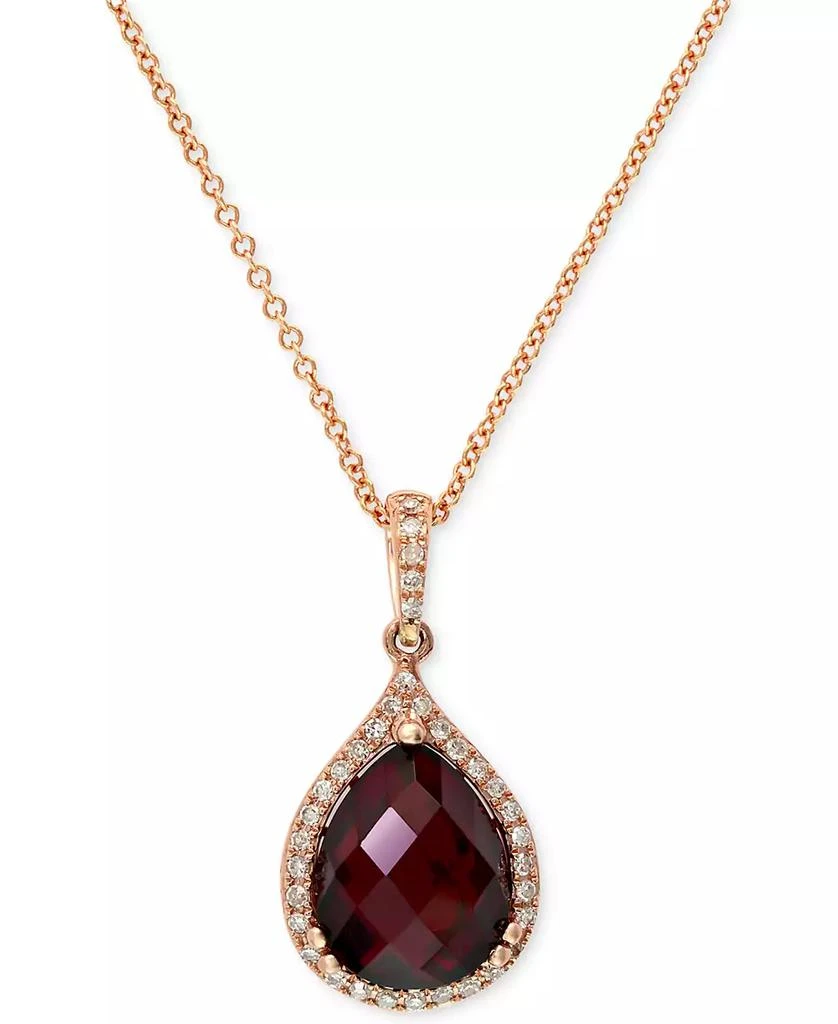 Effy EFFY® Garnet (4-1/5 ct. t.w.) and Diamond (1/8 ct. t.w.) Pear Pendant in 14k Rose Gold 1