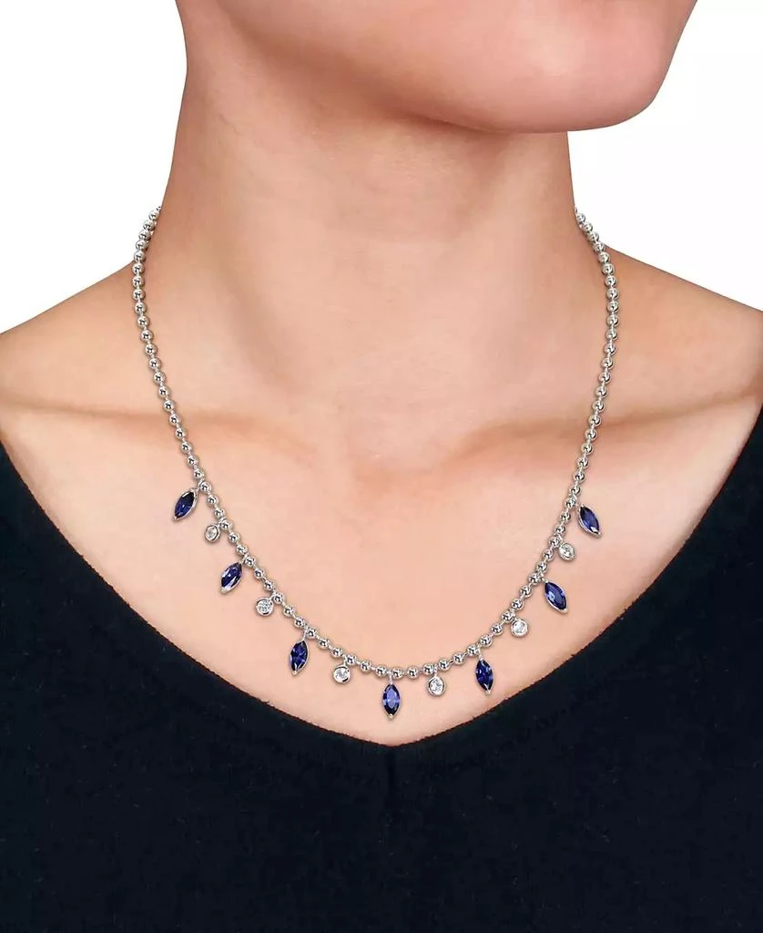 Macy
s Lab Grown Blue Sapphire (4-7/8 ct. t.w.) and Lab Grown White Sapphire (7/8 ct. t.w.) Necklace in Sterling Silver 2