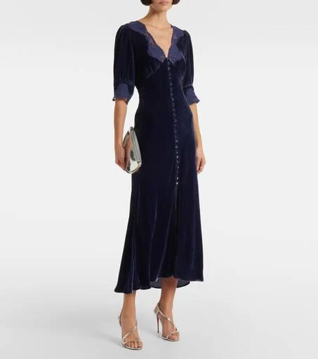 Rixo Simone lace-trimmed velvet maxi dress 2