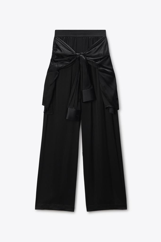 Alexander Wang Black Silk Charmeuse Pre-Styled Boxer Pant