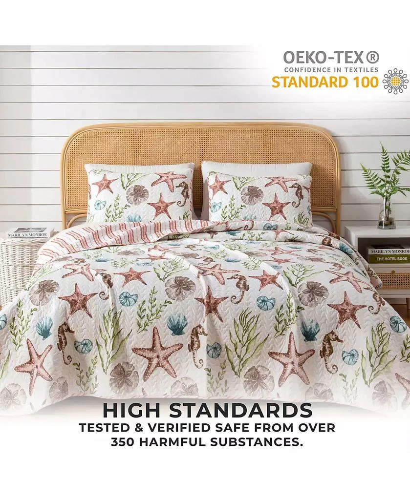 Linery 
Co Watercolor Sea Life Microfiber Quilt and Sham Set 5