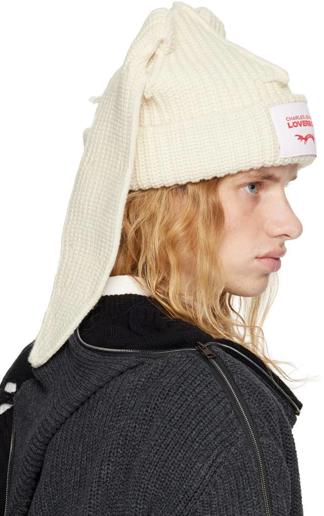 Charles Jeffrey Loverboy Off-White Chunky Rabbit Beanie 3