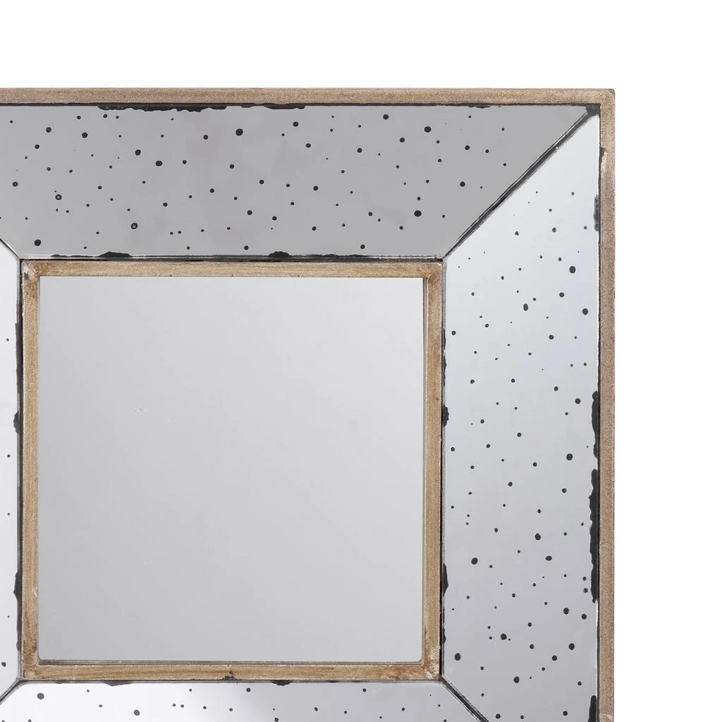 Hivvago Joe 12 Inch Square Wall Mirror, 3 Dimensional, Speckled Off White and Brown 2