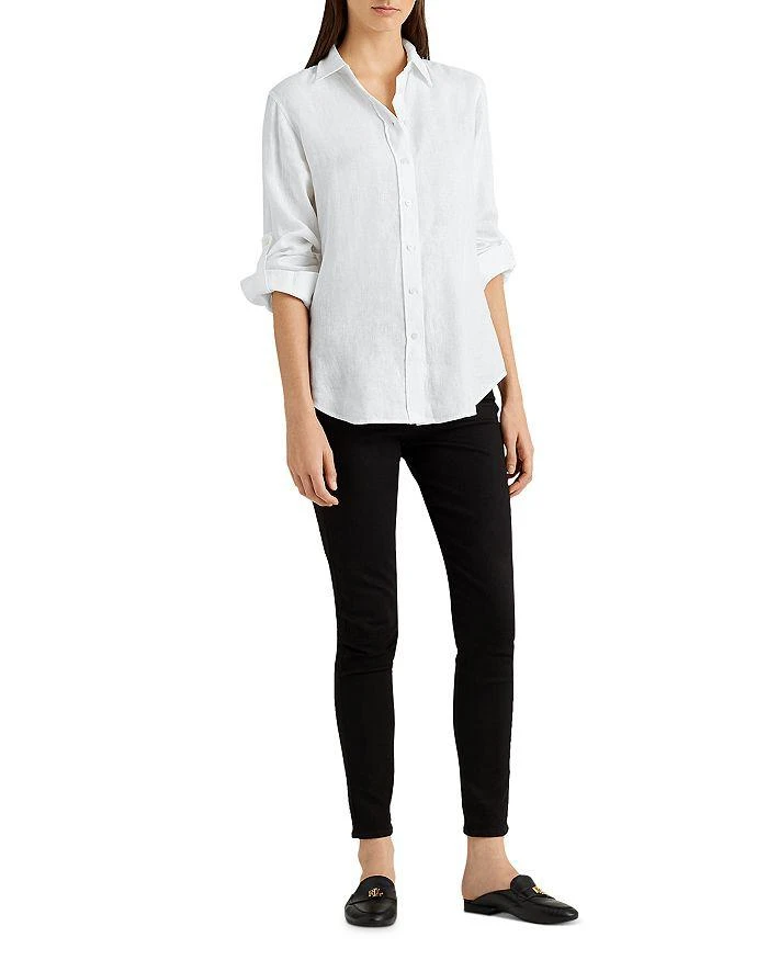 Ralph Lauren Linen Long Sleeve Collared Button Down Shirt, Regular & Petite 6
