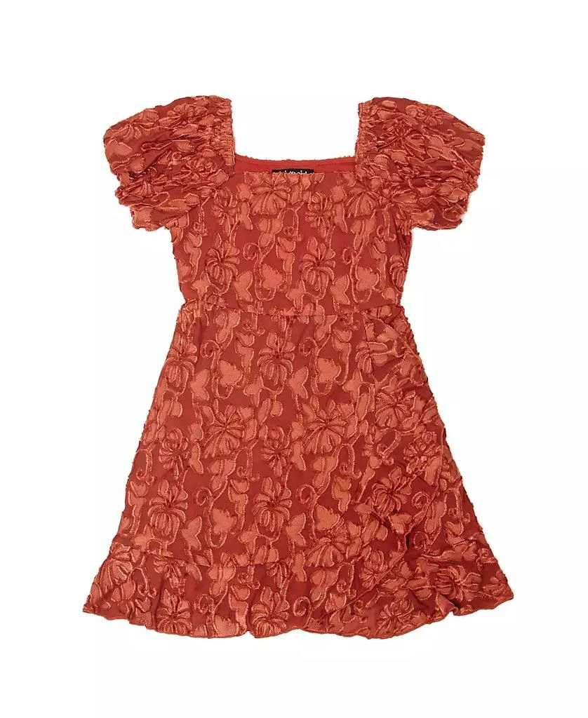 Trixxi Big Girls Puff Sleeve Faux Wrap Dress 1