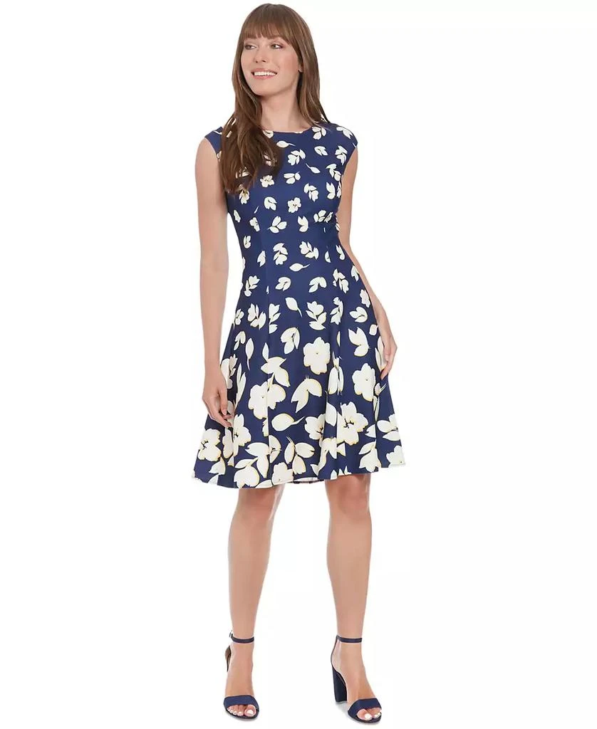 London Times Petite Printed Sleeveless Fit & Flare Dress 1