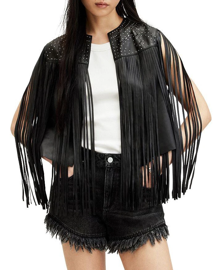 ALL SAINTS Elias Astral Leather Fringe Vest 1