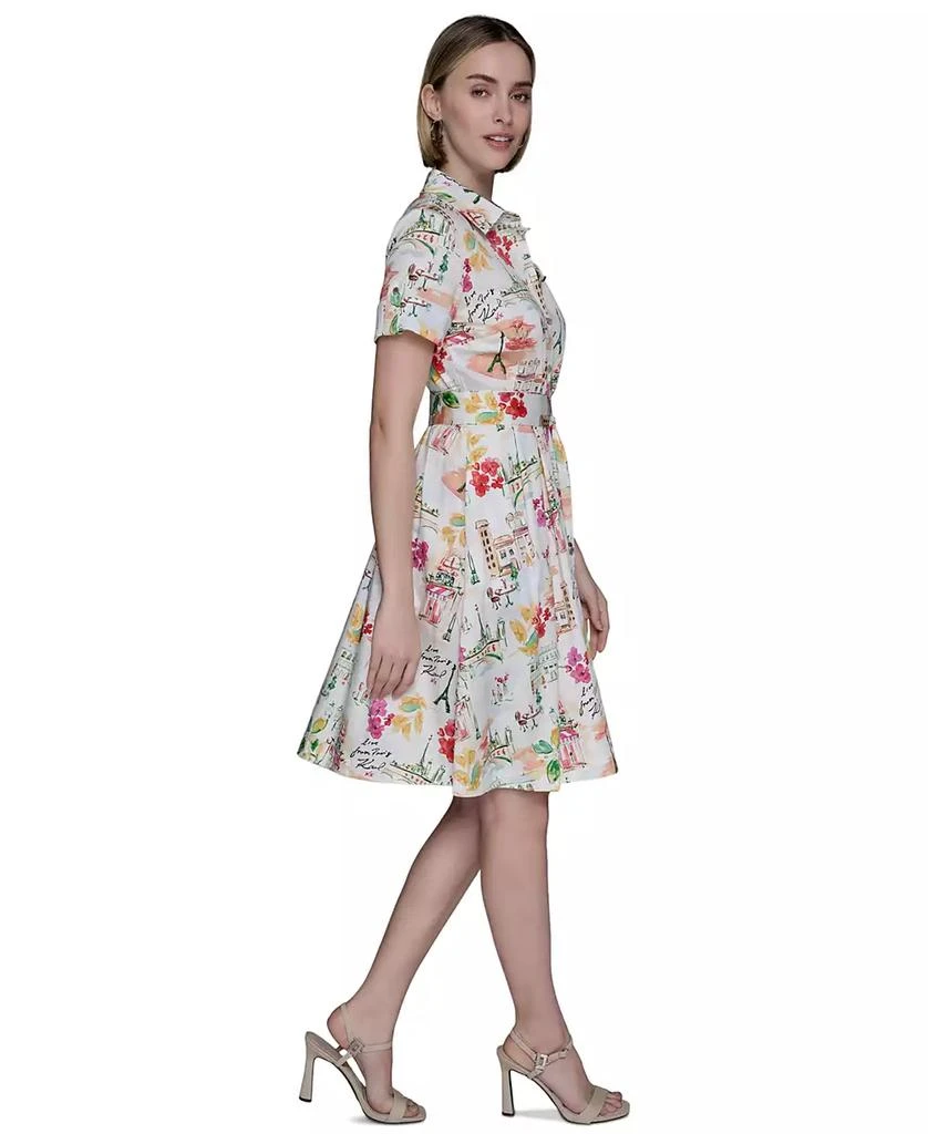 Karl Lagerfeld Paris Women's Printed Cotton A-Line Shirtdress 3