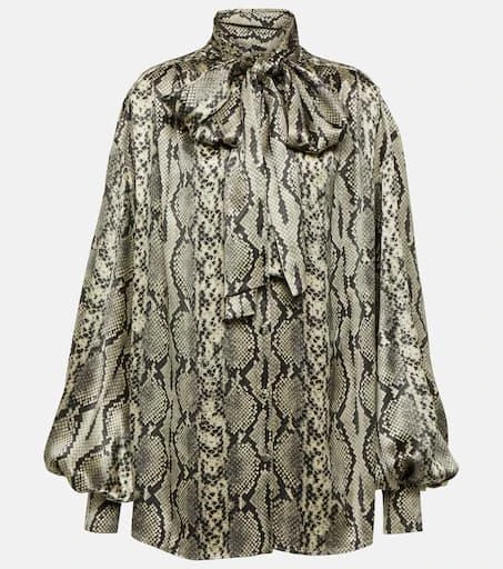 Balmain Snake-print tie-detail silk blouse 1