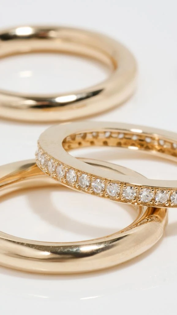 By Pariah Triple Gold Diamond Pink Ring Stack Set 4