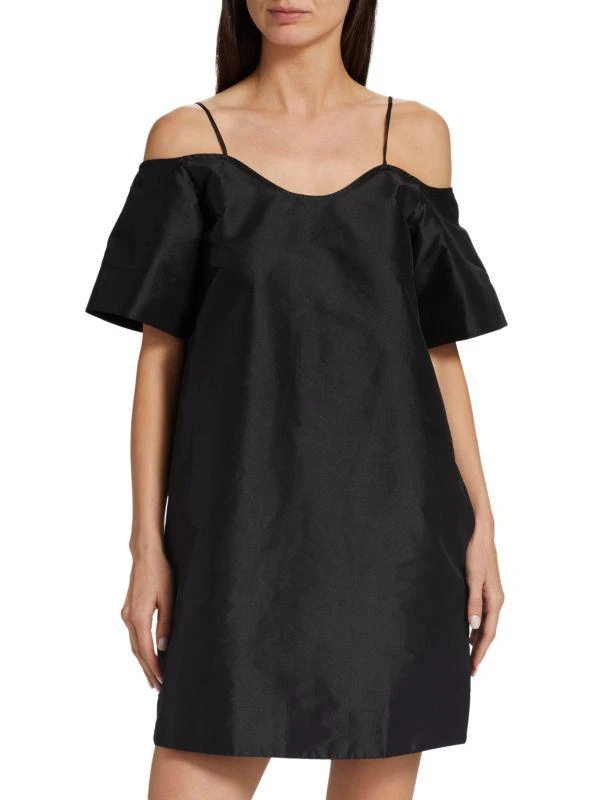 Ganni Off Shoulder Satin Mini Dress 1