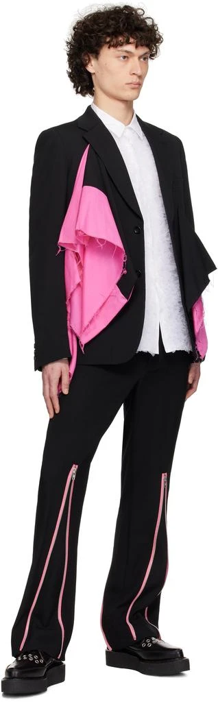 Comme des Garcons Black & Pink Thick Gabardine Zip Trousers 4