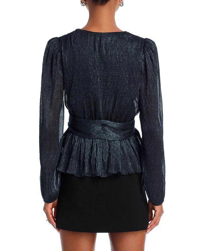AQUA Metallic V Neck Long Sleeve Top - Exclusive 3