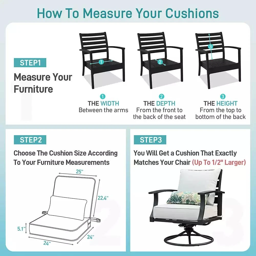 Aoodor 24” x 24” Patio Furniture Outdoor Deep Seat (2 Back 2 Seater 2 Pillow ) 3