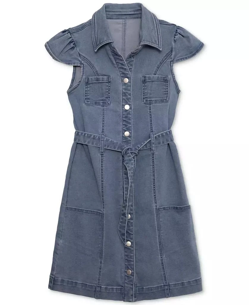 Speechless Big Girls Collared Belted Denim Dress 1