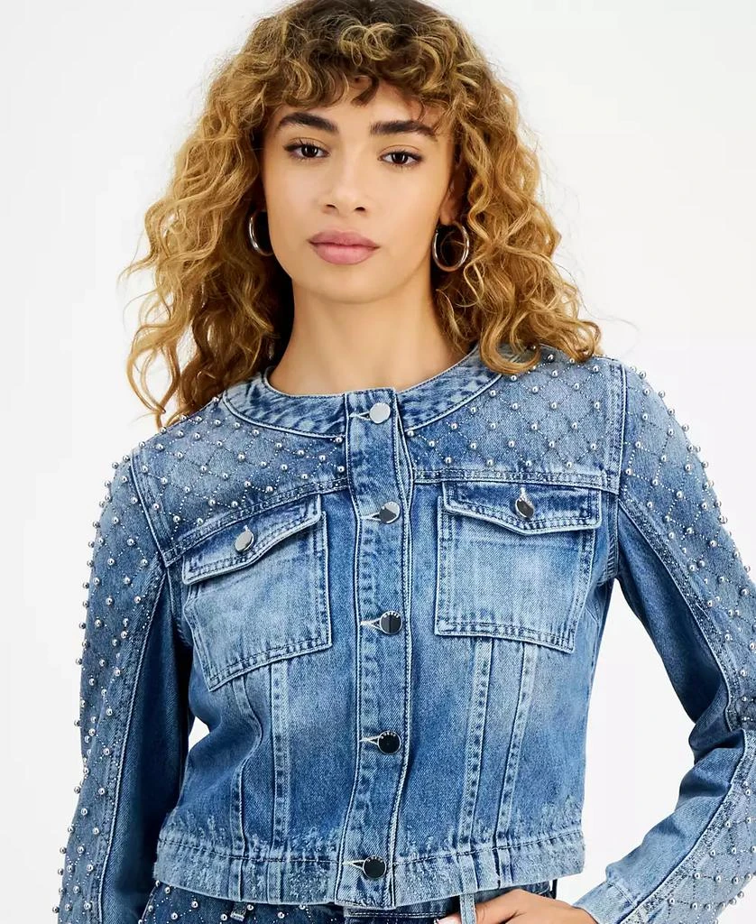GUESS Women's Marissa Cotton Embellished Denim Jacket 4