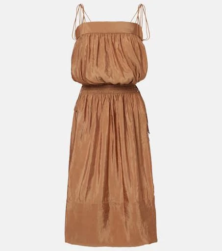 Yves Saint Laurent Shirred chiffon satin midi dress 1