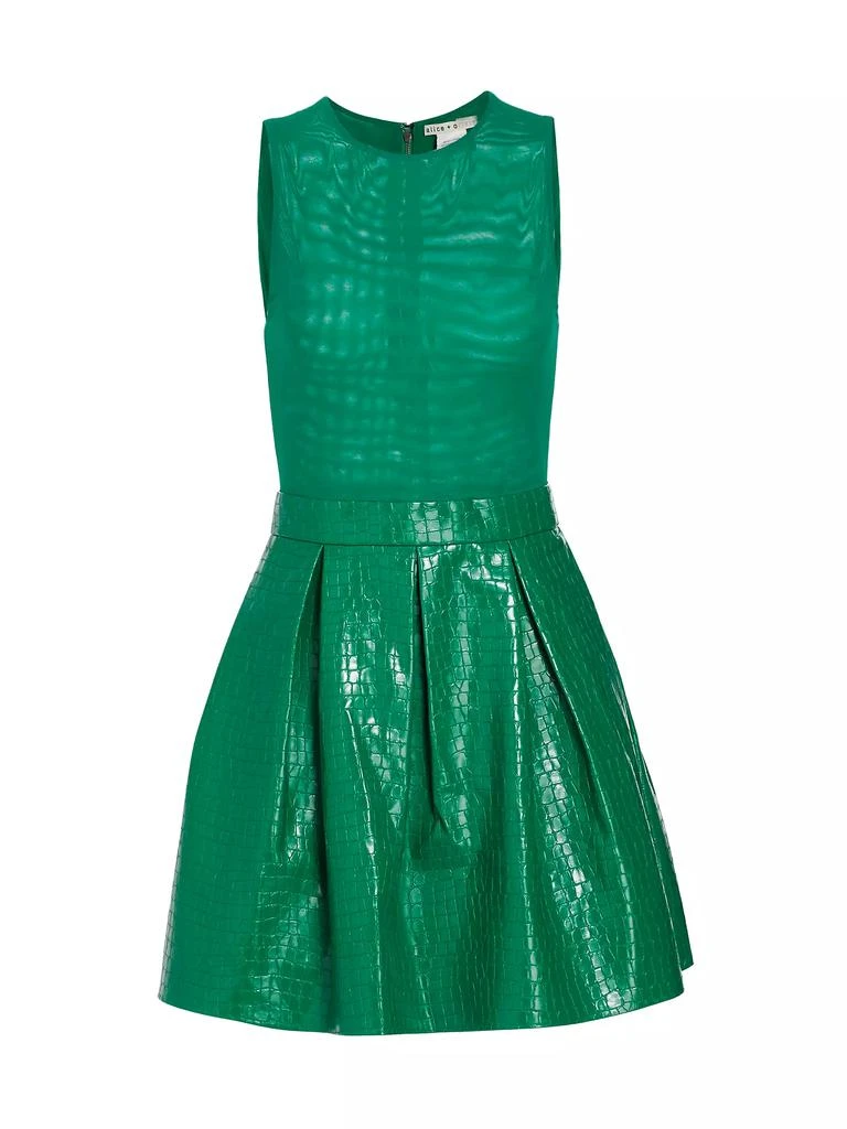 Alice + Olivia Chara Croc-Embossed Minidress 1