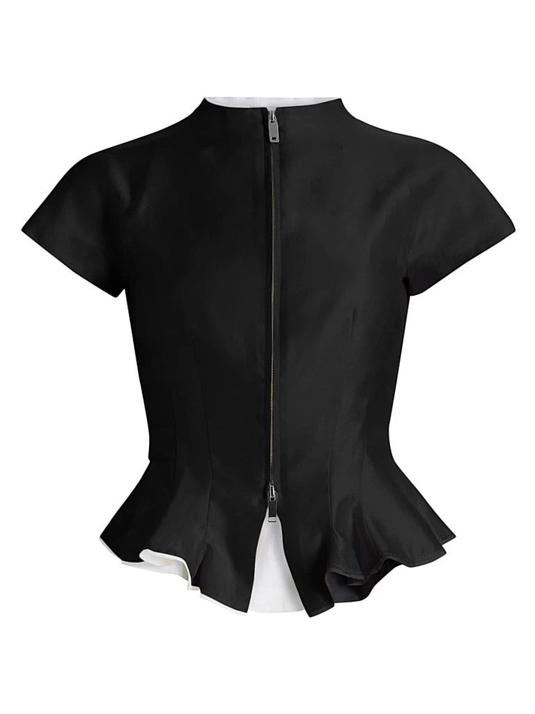 Staud Maelle Wool-Blend Peplum Top