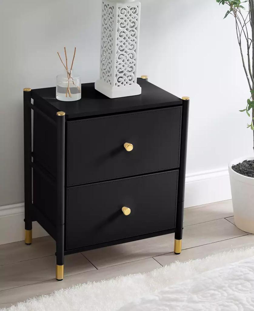 Simplify 2 Drawer Luxury Nightstand in Black