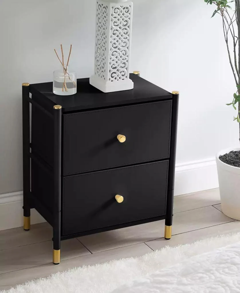 Simplify 2 Drawer Luxury Nightstand in Black 2