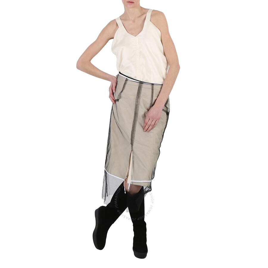 Maison Margiela Ladies Ecru Layered Calico Midi Dress