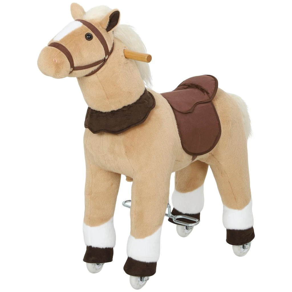 BreeBe Plush Pony Ride-On with Wheels for Active Play