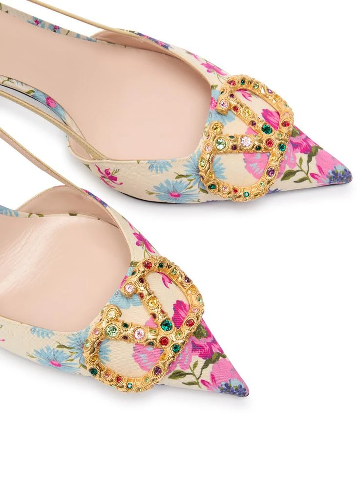 Valentino VLogo 80 floral-print slingback pumps 3
