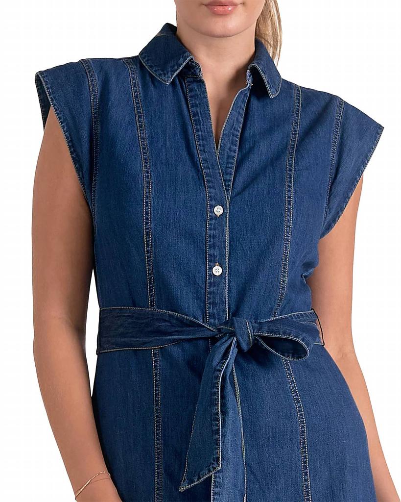 Elan Elan - Denim Cap Sleeve Midi Dress