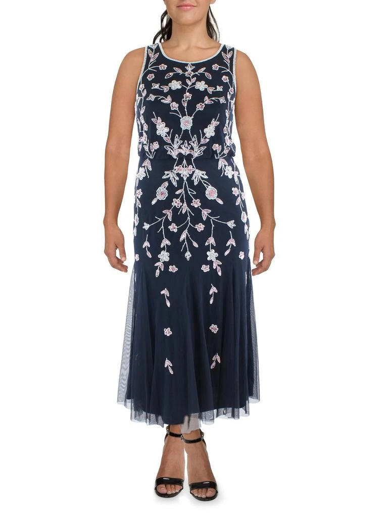Adrianna Papell Womens Beaded Sleeveless Evening Dress 1