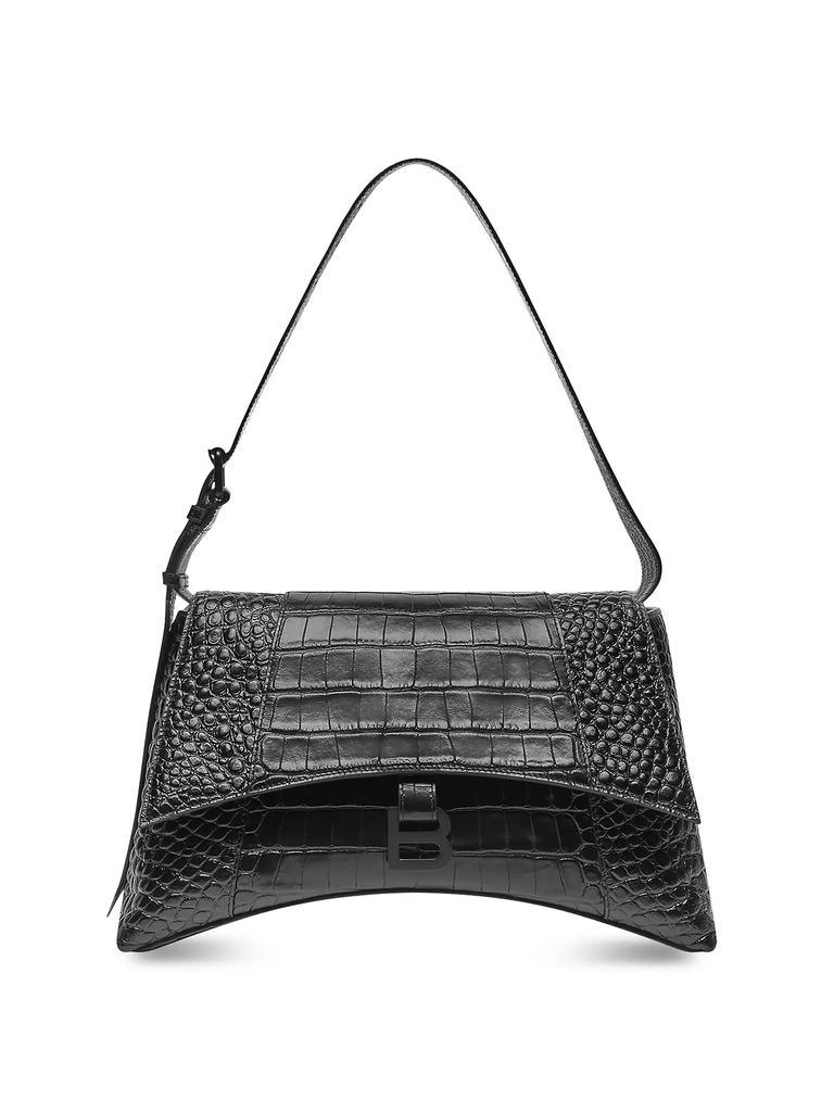 Balenciaga Downtown Medium Crocodile Embossed Shoulder Bag