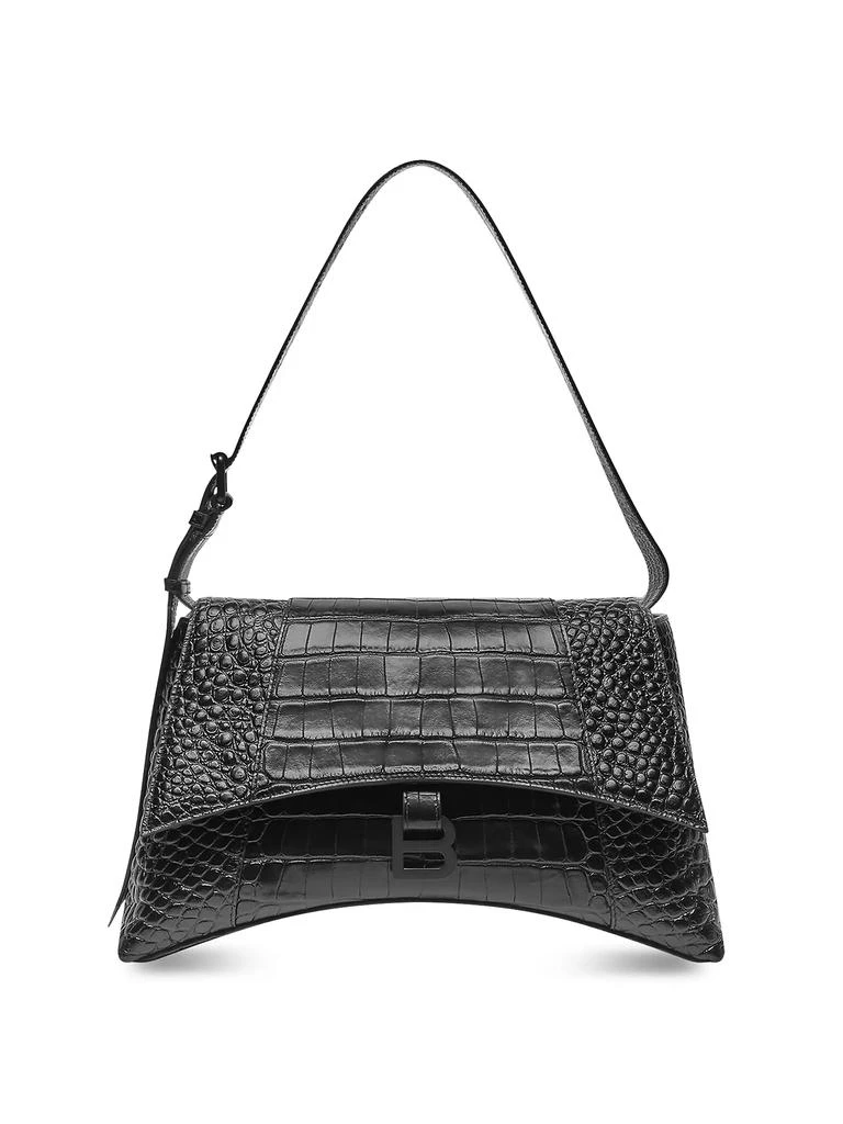 Balenciaga Downtown Medium Crocodile Embossed Shoulder Bag 1