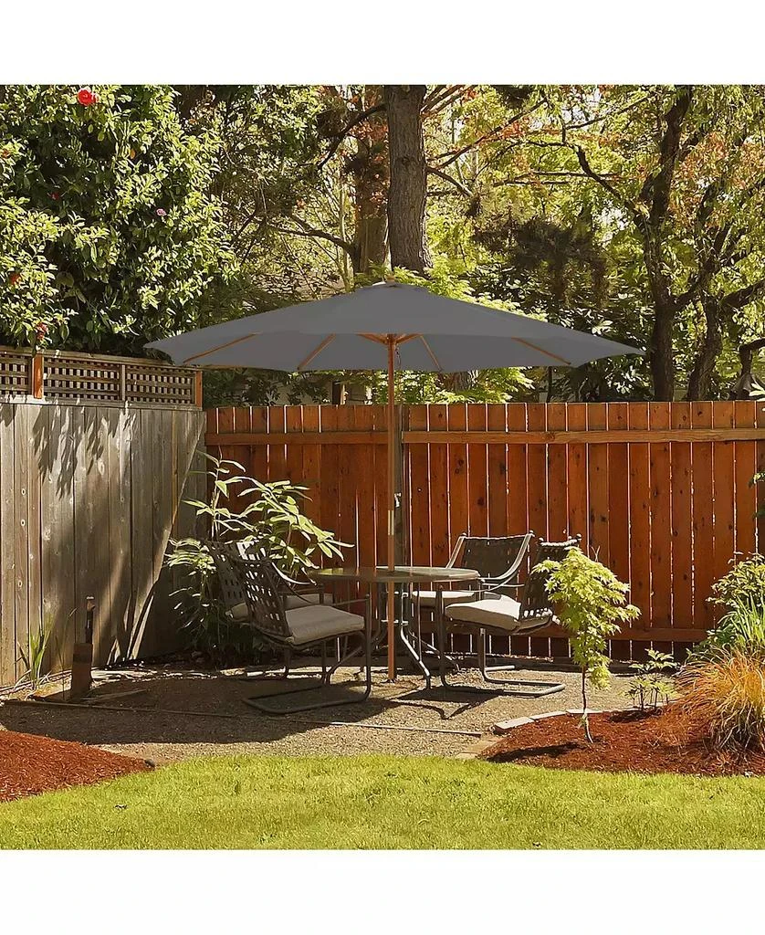GOUUN 10 Feet Patio Umbrella with 8 Wooden Ribs and 3 Adjustable Heights 3
