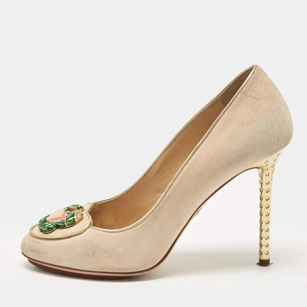 Charlotte Olympia Charlotte Olympia Beige Suede Birthday Zodiac Pumps Size 36.5 1