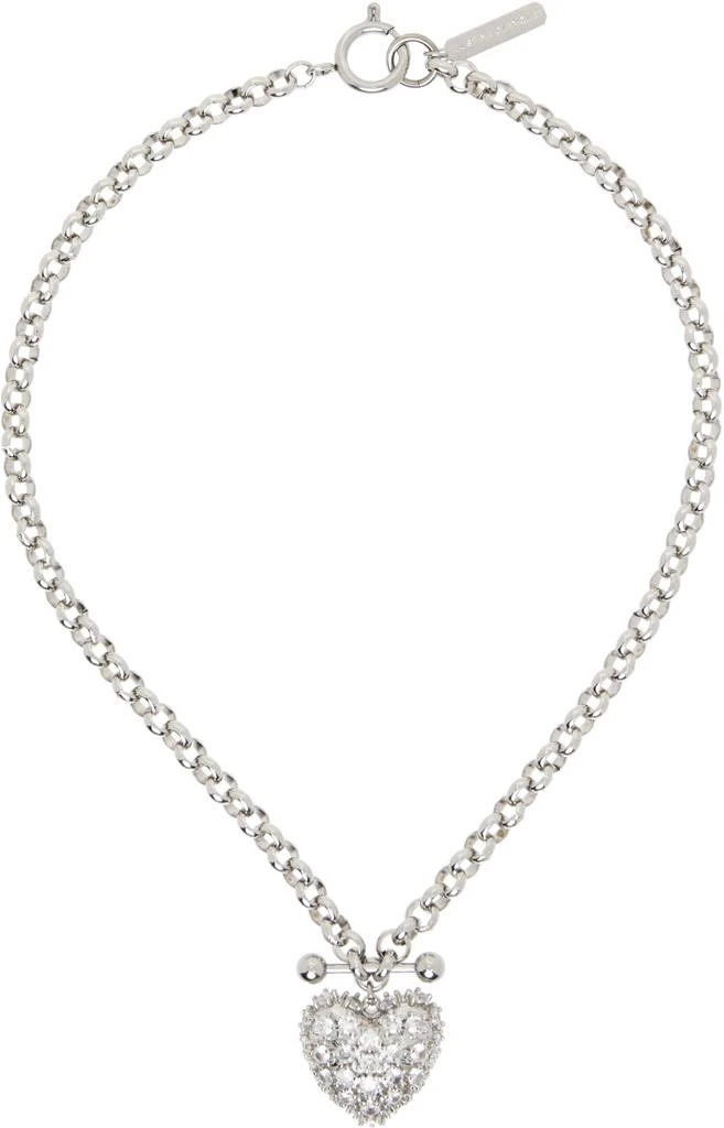 Justine Clenquet Silver Heart Crystal Necklace 1