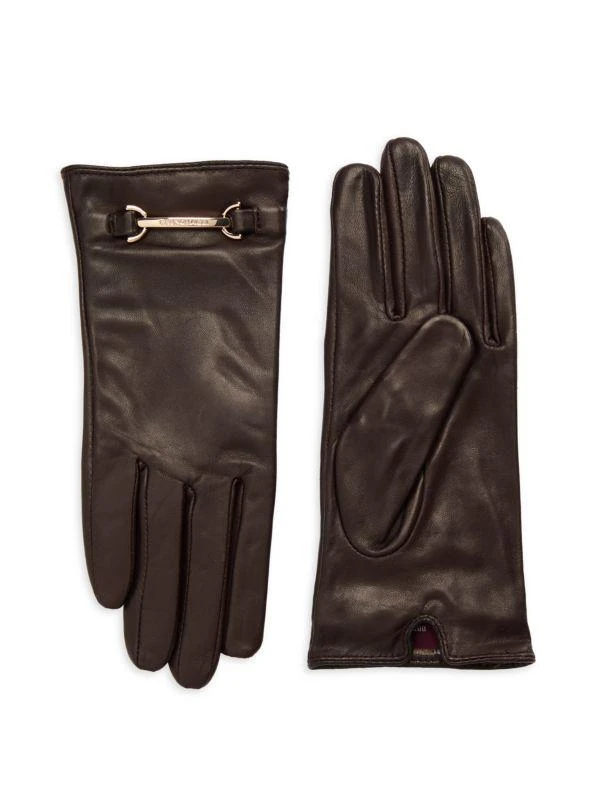 Bruno Magli Logo Buckle Leather Short Gloves 1