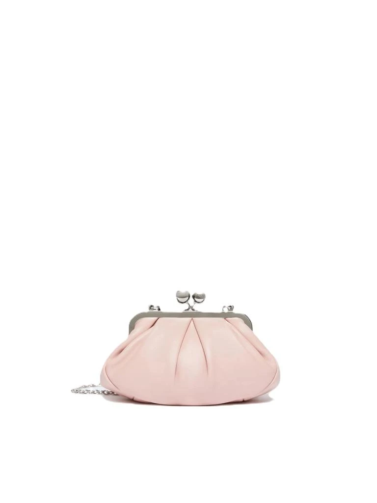Max Mara Prati Soft Pleated Clutch Bag In Pale Pink Lambskin