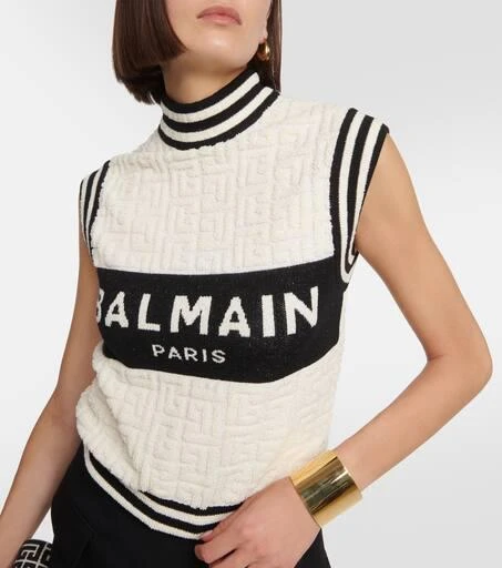 Balmain Logo jacquard bouclé top 4