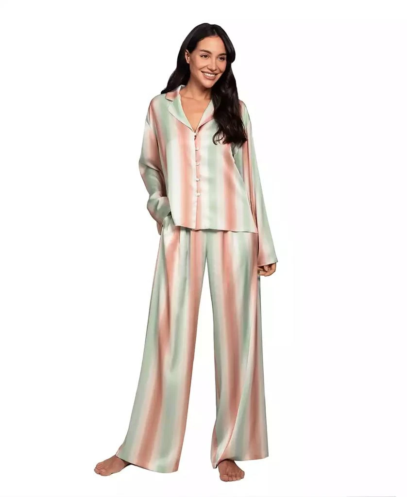 Midnight Bakery Women
s Collared Sleep Top 
Pants, 2-Piece Set