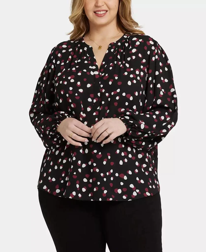 NYDJ Plus Size Puff Sleeve Popover Top 1