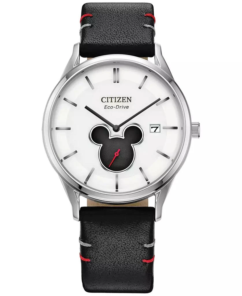 Citizen Eco-Drive Women's Disney Mickey Mouse Black Leather Strap Watch 40mm 1