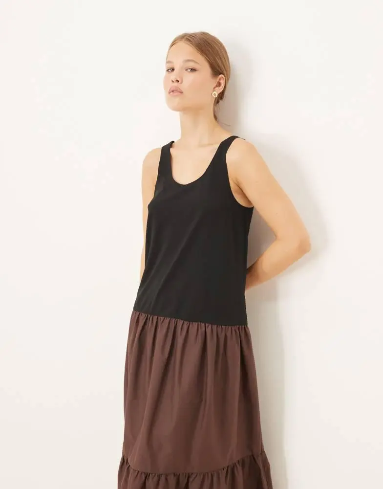 ASOS ASOS DESIGN scoop neck hybrid smock maxi dress in brown 4